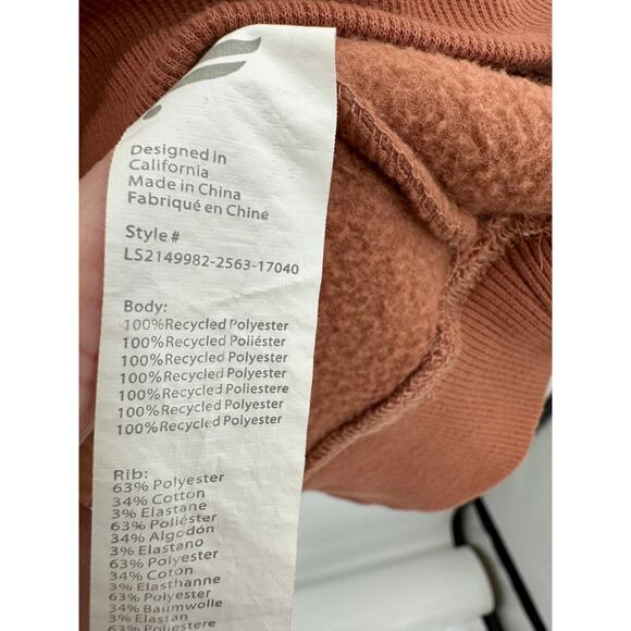 Fabletics Sweatshirt Women MEDIUM Orange Toffee Rayne Polar Fleece Crewneck - Picture 7 of 9